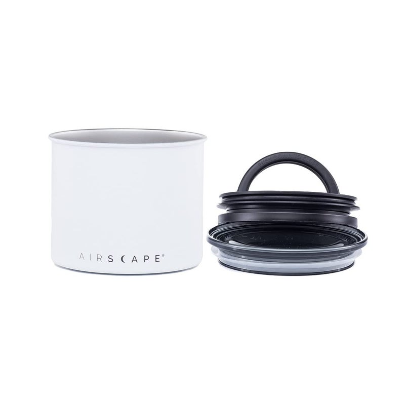 Planetary Design Airscape Stainless Steel Coffee Canister | Food Storage Container | US Patented Airtight Lid | Push Out Excess Air Preserve Food Freshness (Small, Matte White) - Image 3